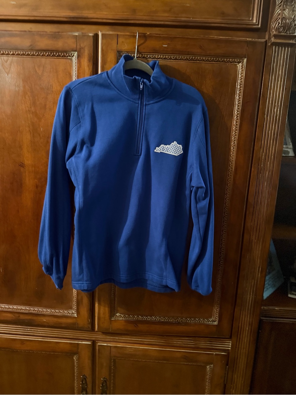 Women’s Royal Blue Quarter-Zip Sweater with Chest Logo